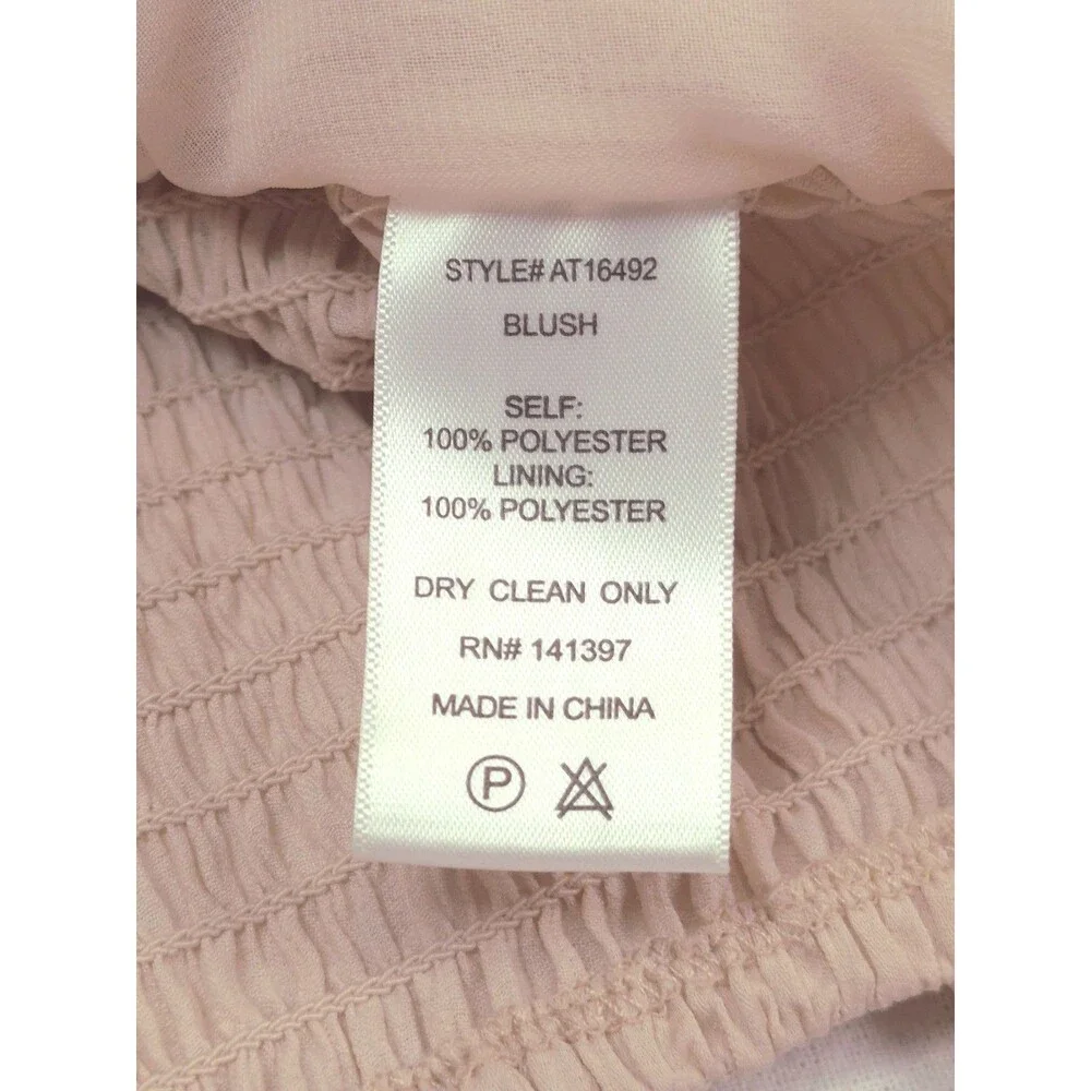 ASTR Puff Sleeve Blouse M Pink Smocked Ruched Ruffle Square Neck Pastel Coquette